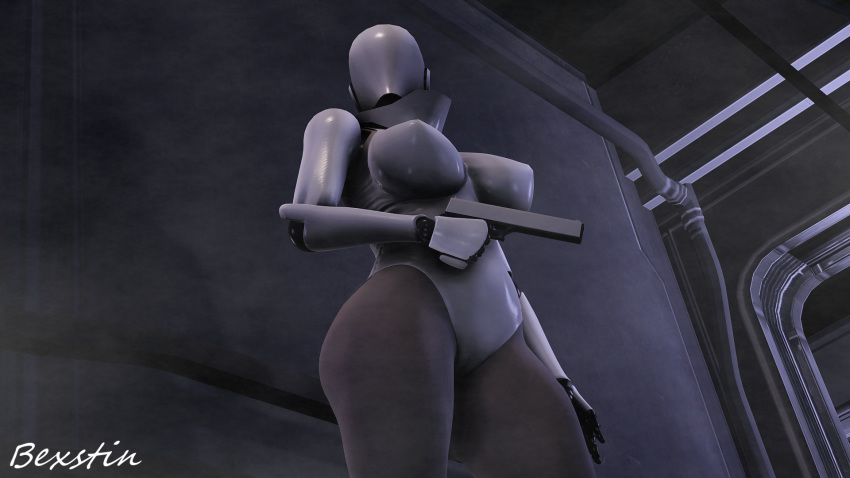 3d anthro ass bexstinsfm big_breasts big_butt breasts clothed clothing female gun handgun haydee haydee_(game) holding_object holding_weapon huge_breasts huge_butt humanoid machine mammal nipples pistol ranged_weapon robot solo source_filmmaker standing thick_thighs video_games weapon wide_hips