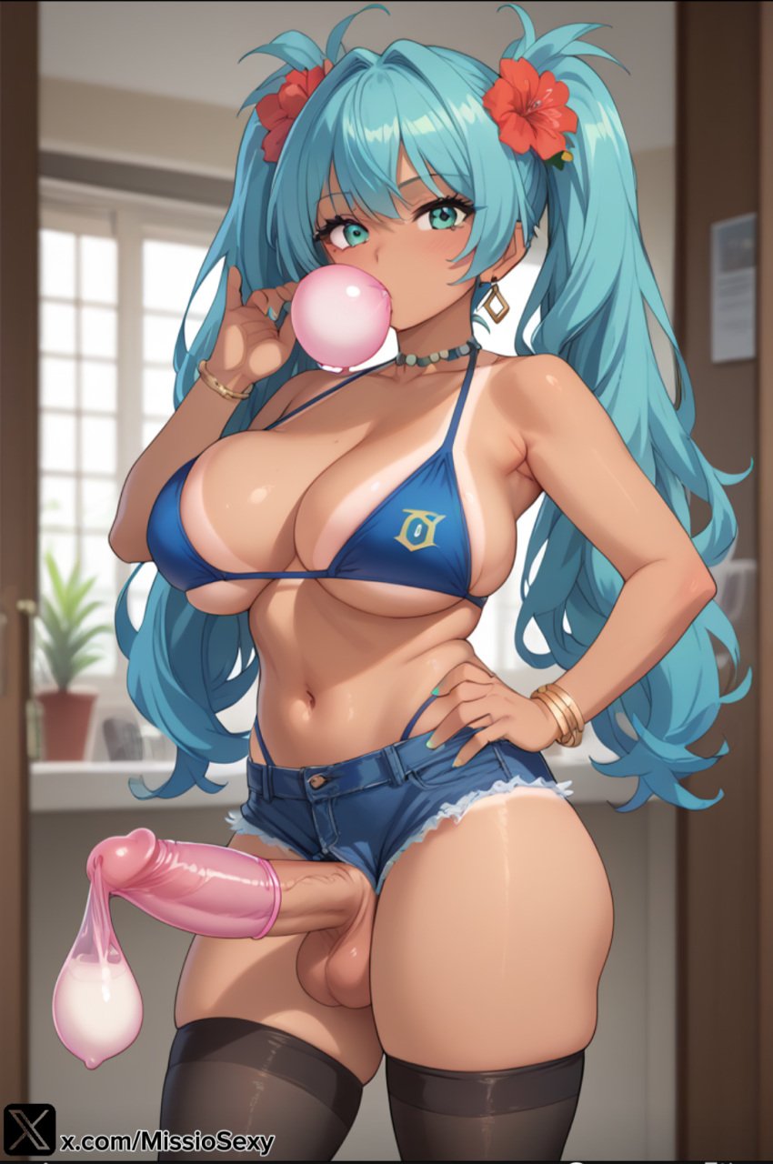 1futa ai_generated areola ass beach big_areola big_ass big_breasts big_nipples big_thighs bikini bikini_top blowing_bubblegum blush brazil brazilian brazilian_female brazilian_miku breasts bubble_blowing bubble_gum bubblegum chewing_gum condom condom_filling condom_on_penis cum_filled_condom cum_on_condom cum_on_penis cyan_eyes cyan_hair dark-skinned_female dark-skinned_futanari erect_penis erection female female_only futa_only futa_sans_pussy futadom futanari gigantic_ass gigantic_breasts gigantic_thighs gum hatsune_miku huge_areola huge_ass huge_breasts huge_cock huge_thighs lifted_shirt lifting_shirt long_hair looking_at_viewer miss_io nipples shirt shorts solo stable_diffusion summer sweat sweatdrop sweating tagme tan tan_body thick_hips thick_thighs thighs thong twintails vocaloid yellow_shirt