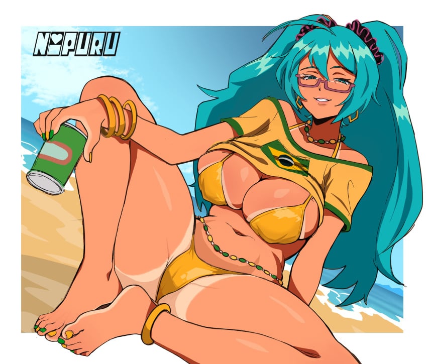 1girls alternate_age artist_signature ass barefoot big_ass big_breasts big_thighs bikini brazil brazilian brazilian_female brazilian_miku breasts crop_top cyan_eyes cyan_hair feet female female_focus female_only glasses hatsune_miku hatsune_milf-ku huge_ass huge_thighs latin_american_hatsune_miku_(meme) long_hair looking_at_viewer mature_female milf nail_polish nipuru_studio painted_nails painted_toenails solo solo_female solo_focus tagme tan tan_body tan_skin tanline tanlines teal_eyes teal_hair thick_hips thick_thighs thighs twintails vocaloid voluptuous voluptuous_female