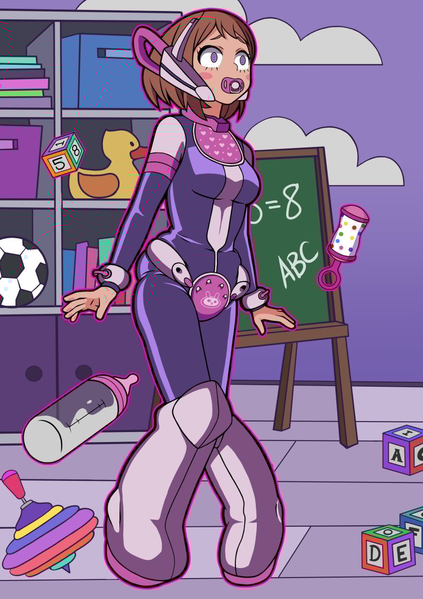 abdl adult_baby alternate_costume argrim bib daycare diaper diaper_fetish diaper_under_clothing hypnosis mental_regression mind_control my_hero_academia pacifier uraraka_ochako