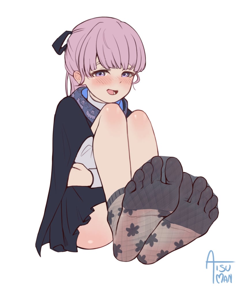 1girls aisuman feet feet_focus female female_focus female_only full_body fully_clothed lapwing_(kuji) looking_at_viewer purple_eyes purple_hair vrchat