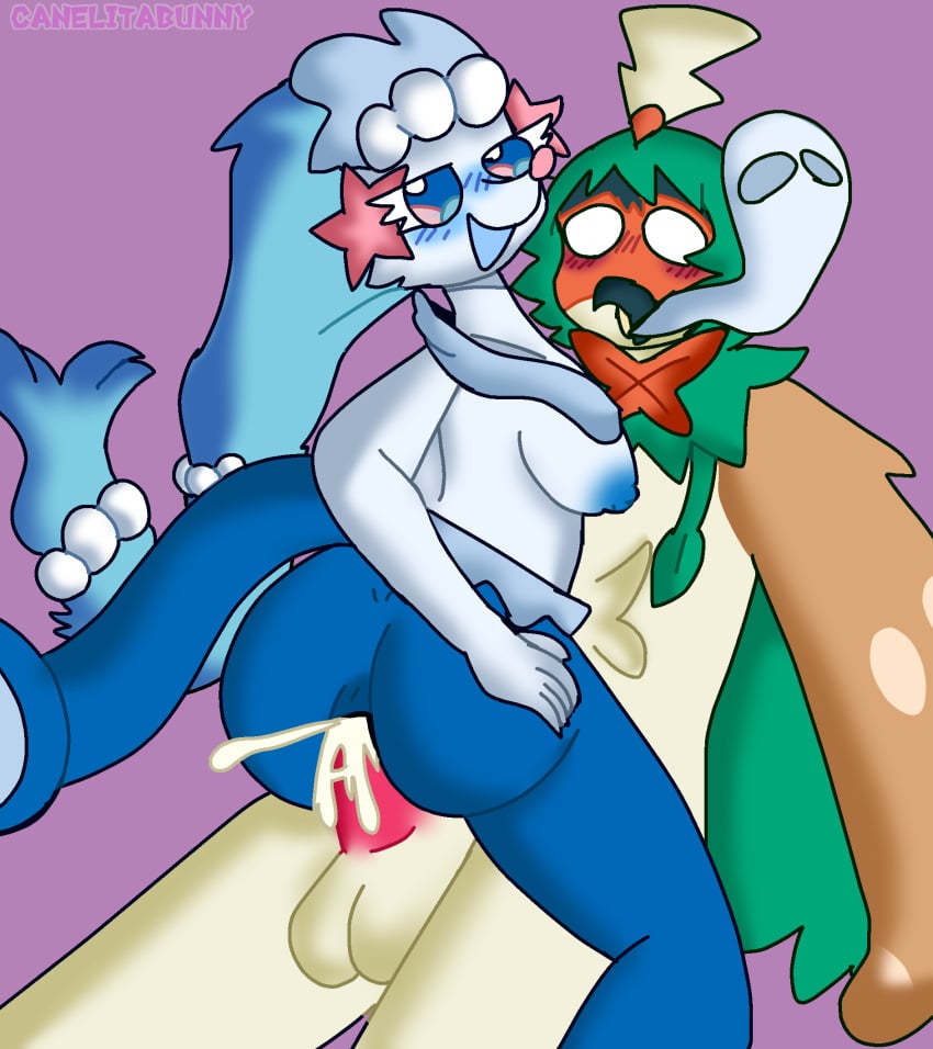 anal_sex anal_sex anthro ass bad_anatomy canelitabunny couple couple_sex cowgirl_position decidueye furry owl pokémon_(species) pokemon pokemon_(species) primarina seal