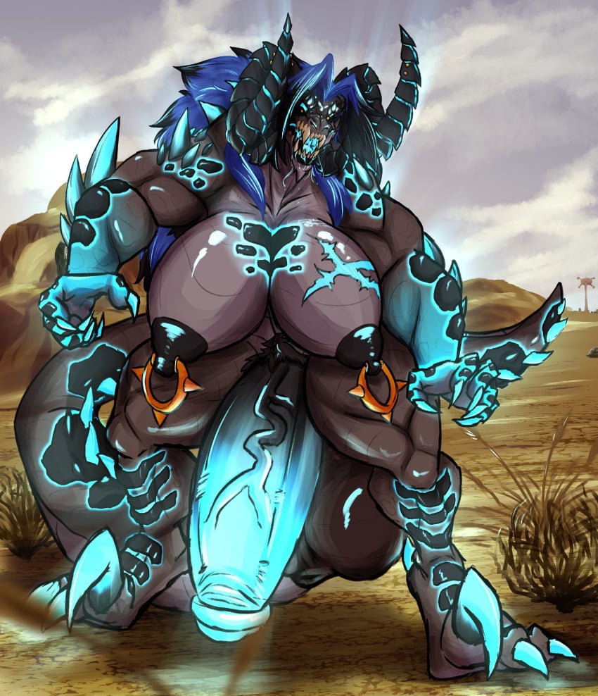 animal_genitalia animal_penis anthro balls big_breasts big_claws big_fangs big_horn big_penis body_hair breasts claws darius_aurelius dariusaurelius deathclaw desert digital_media_(artwork) equine_genitalia equine_penis fallout fangs fangs_bared feet futanari genitals gynomorph hair happy_trail hi_res horn huge_fangs huge_horn intersex las_vegas mane microsoft nipples nude open_mouth penis piercing pubes scales scalie scarf solo spikes tail teeth transformation