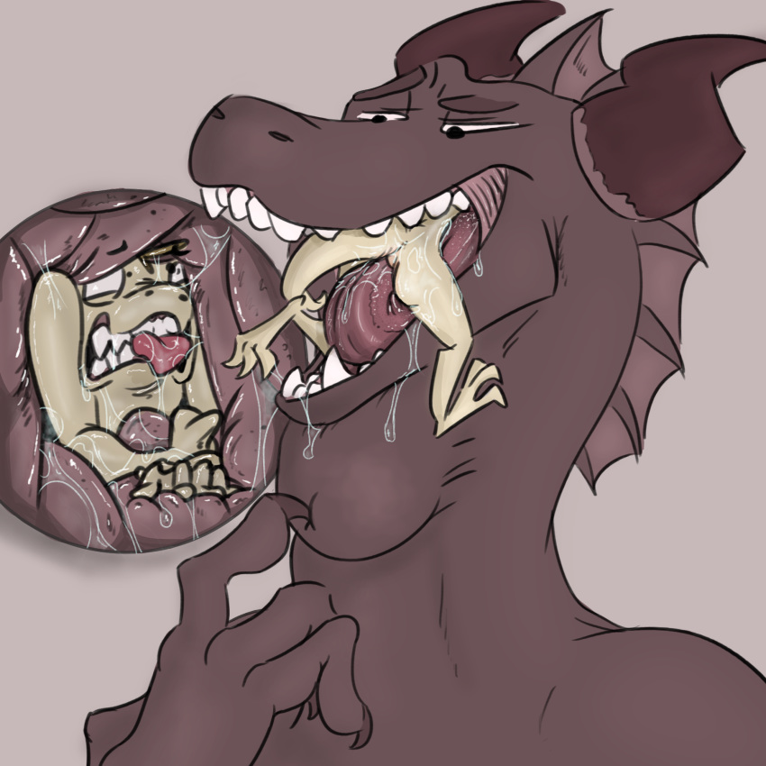 anal anonymous_artist deep_rimming duo hi_res horn internal kobold male male_pred male_prey neck_bulge oral red_dragon rimming scales sex soft_vore swallowing throat tongue vore