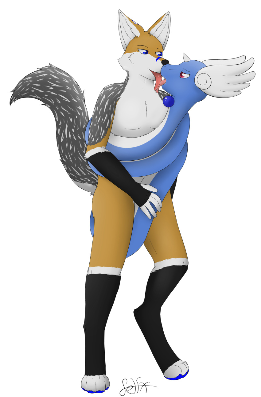 1boy 2018 4_toes 5_fingers ambiguous_gender anthro ass black_fur black_hair blue_eyes blue_fur blue_pads blue_skin brown_fur brown_hair canine chest_tuft coiling digital_media_(artwork) digitigrade dragon dragonair duo feathered_wings feathers feet feral feral_on_anthro french_kissing fur furry gloves_(marking) grey_fur hair half-closed_eyes head_wings hi_res horn interspecies jackal kissing male mammal markings multicolored_fur nintendo no_nipples nude open_mouth orange_fur original_character pawpads paws pokémon_(species) poképhilia pokemon pokemon_rgby purple_eyes red_eyes reptile saliva scalie selix selixjackal simple_background size_difference smile snake standing tail tail_wrap tan_fur text toes tongue tongue_out tuft video_games watermark wet white_background white_fur white_skin wings wrapped_up zoophilia