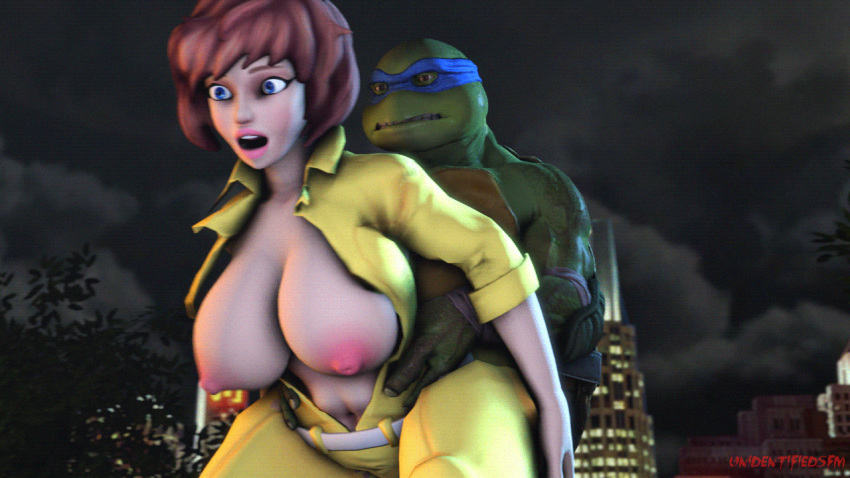 1boy 1girls 3d ambiguous_penetration animated anthro april_o'neil april_o'neil_(tmnt_1987) big_breasts bouncing_breasts exposed_breasts from_behind from_behind_position gif human human_on_anthro interspecies leonardo nipples sex source_filmmaker straight teenage_mutant_ninja_turtles tmnt_1987 unidentifiedsfm