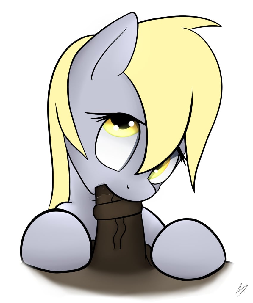 2016 amber_eyes blonde_hair derpy_hooves duo equine erection fellatio female feral friendship_is_magic fur grey_fur hair hi_res horse looking_at_viewer mammal my_little_pony neighday oral penis pony saliva sex simple_background solo_focus white_background