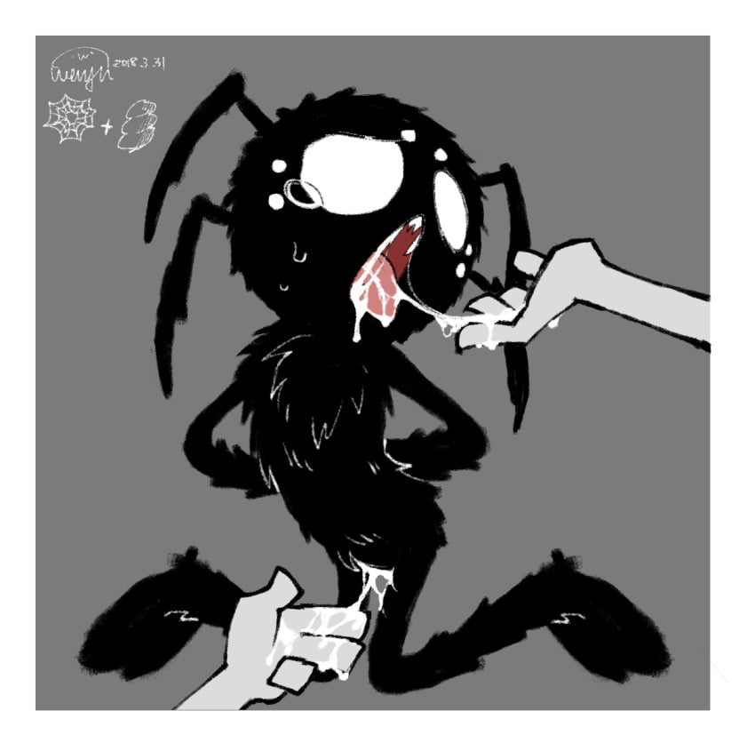 2018 ahegao ambiguous_gender anthro arachnid arthropod black_fur bondage cum cum_in_ass cum_in_mouth don't_starve don't_starve_together dont_starve dont_starve_together femboy fur girly klei_entertainment kneeling male male/ambiguous male_only offscreen_character solo_focus spider tagme tears tied_up tongue tongue_out video_games web webber wenyu