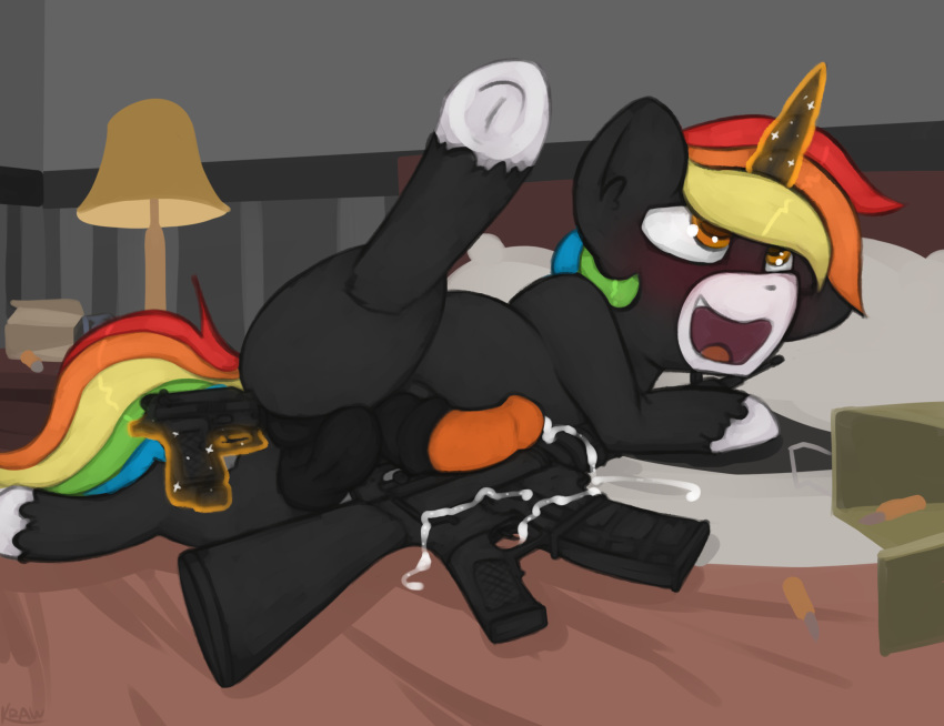 anal equine fan_character gun horn male mammal marsminer my_little_pony rainbow_heart ranged_weapon solo unicorn weapon