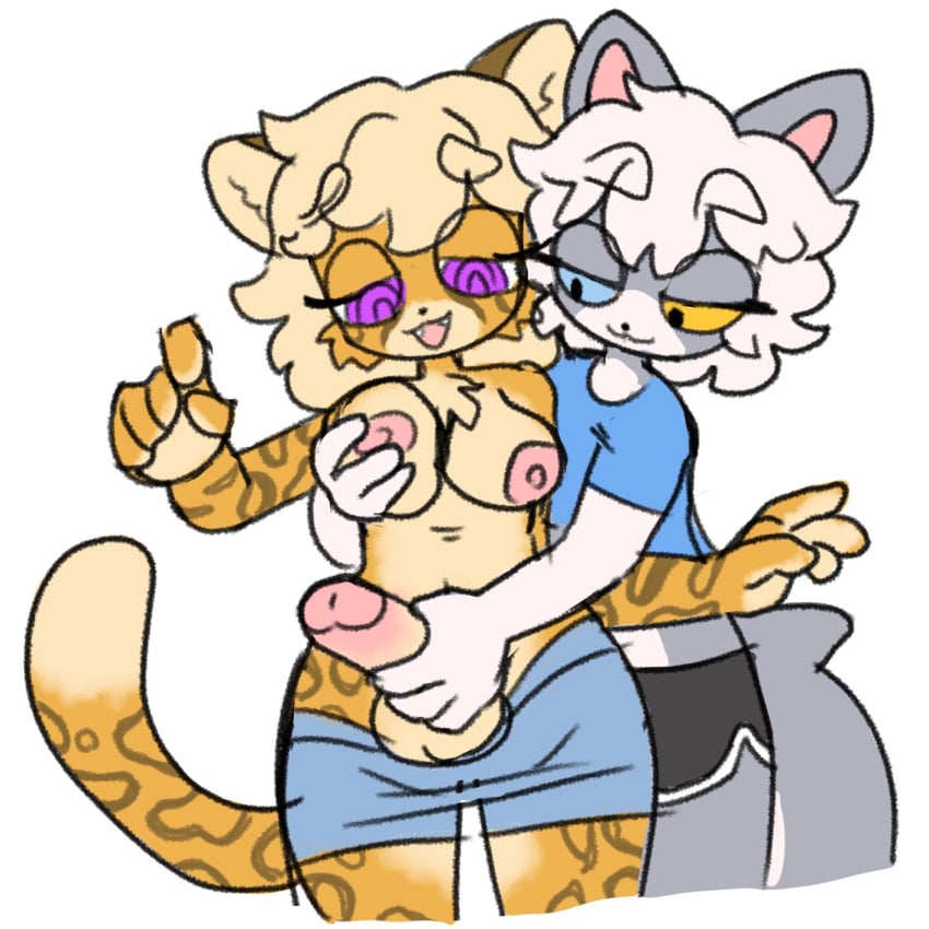 2024 :3 after_transformation anthro areola balls bottomwear bottomwear_down breast_fondling breast_grab breast_play breasts chest_tuft clothed clothing countershading dipstick_tail domestic_cat duo felid feline felis fondling futanari genitals gynomorph hair hand_on_breast handjob handjob_from_behind heterochromia hi_res holding_head human_to_anthro humanoid_genitalia humanoid_penis intersex male male/male mammal markings mtg_crossgender mti_crossgender nipples open_mouth pants pants_down partially_clothed penile penis pop_(popstick) popstick rule_63 sex shark_tail shorts species_transformation spiral_eyes tail tail_markings transformation transformation_through_kiss tuft white_hair yellow_sclera