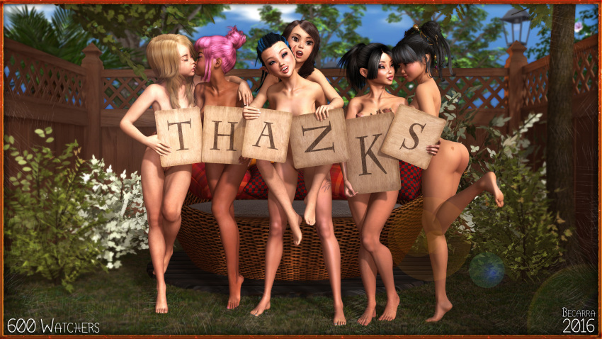 3d 6+girls 6girls alien alien_girl back_view bare_shoulders barefoot becarra black_eyes black_hair blue_hair breast_grab breasts brown_eyes brown_hair busty butt_crack casey_sullivan closed_eyes curvy dark-skinned_female dark_skin detailed_background double_bun english_text erect_nipple erect_nipples eyelashes eyeshadow female female_only freckles front_view gray_eyes group hair_bun hourglass_figure human humanoid interracial juno_k'lani kumiko_umeda leg_lift leg_up long_hair looking_at_viewer makeup mihoshi_kurosawa multicolored_hair multiple_boys multiple_females multiple_girls naked noriko_shinozaki nude open_mouth outdoor outside pointy_ears ponytail pose posing riding sae_noguchi shadow shiny shiny_skin short_hair small_breasts smiling spread_legs spreading standing text tied_hair tongue_out voluptuous wide_hips yuri