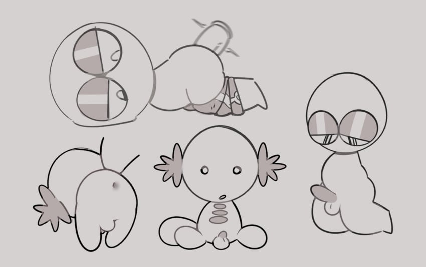 2025 2boys ambiguous_species anal anal_sex anal_sex animal_genitalia animal_penis anthro anus bent_over biped cofecwisp feral gay humanoid humanoid_penis male male_only monochrome non-human nub_feet nude nude_male oc penis pokemon pokemon_(species) presenting_hindquarters sex sex_from_behind shorts shorts_down tagme white_background whore_eyes wooper