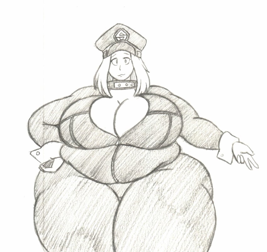 bbw belly_overhang big_belly big_breasts bodysuit camie_utsushimi cap collar cuff_links cuffed_wrists exposed_cleavage fat fat_folds female flabby_arms flabby_legs hand_on_hip hat long_hair mizz-britt my_hero_academia obese obese_female obese_human overweight overweight_female overweight_human sketch ssbbw thick_thighs unzipped_bodysuit wide_hips zipper zipper_down