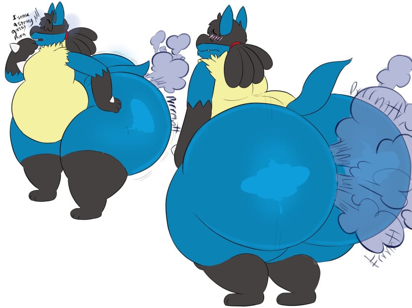 big_ass blush_lines fart farting gay lucario megacoolbear_(artist) pokemon pokemon_(species)