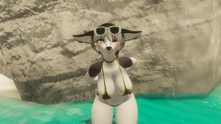 1girls 3d anthro ass beach big_breasts bikini biped breasts canid canine delilahgrey female female_only fur furry golden_week mammal ocean seaside solo standing swimsuit swimwear two-piece_swimsuit vr vr_media vrchat vrchat_avatar vrchat_model vrchatmedia wolf_girl wolf_humanoid