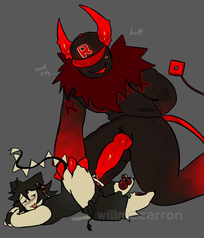 after_sex artist_name bent_over big_penis cat_ears cum_leaking femboy forsaken_(roblox) gay guest_666_(forsaken) knot penis presenting roblox roblox_game robloxian self_upload size_difference tagme two_time_(forsaken) watermark willmccarron
