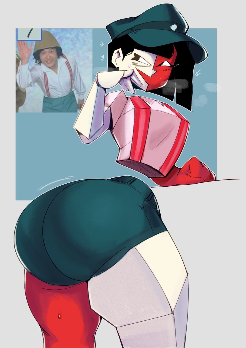 1girls 2025 2d 2d_(artwork) alternate_ass_size ass ass_focus big_ass big_butt clothed clothing dream_bbq ena ena_(dream_bbq) ena_(series) female female_focus female_only garp_sand high_resolution highres humanoid polygonal red_body two_tone_body white_body