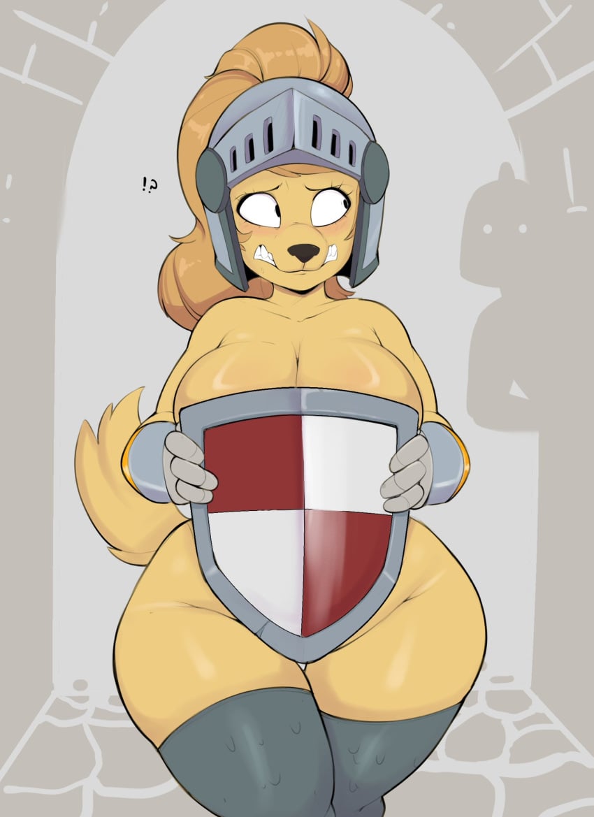 1girls amelia_steelheart breasts covering embarrassed embarrassed_nude_female enf female furry large_ass large_breasts large_thighs nude shield tagme the_simplifypm-verse usnarbit