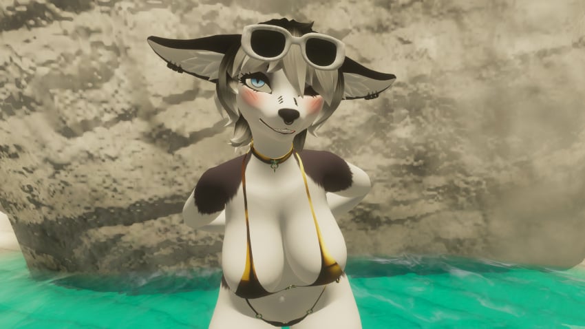 1girls 3d anthro ass beach big_breasts bikini biped breasts canid canine delilahgrey female female_only fur furry golden_week mammal ocean seaside solo standing swimsuit swimwear two-piece_swimsuit vr vr_media vrchat vrchat_avatar vrchat_model vrchatmedia wolf_girl wolf_humanoid