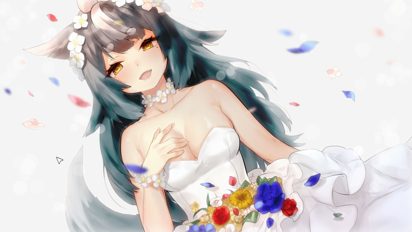 1girls female female_only solo wedding wedding_dress wolf_ears wolf_tail wolf_tails