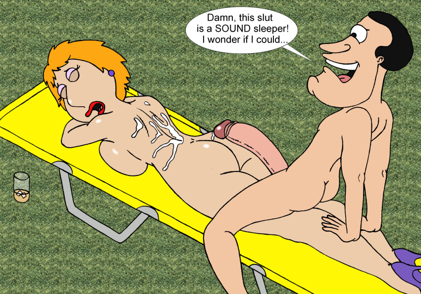 alternate_breast_size family_guy glenn_quagmire large_breasts large_penis lois_griffin penis red_lipstick sbb sleeping