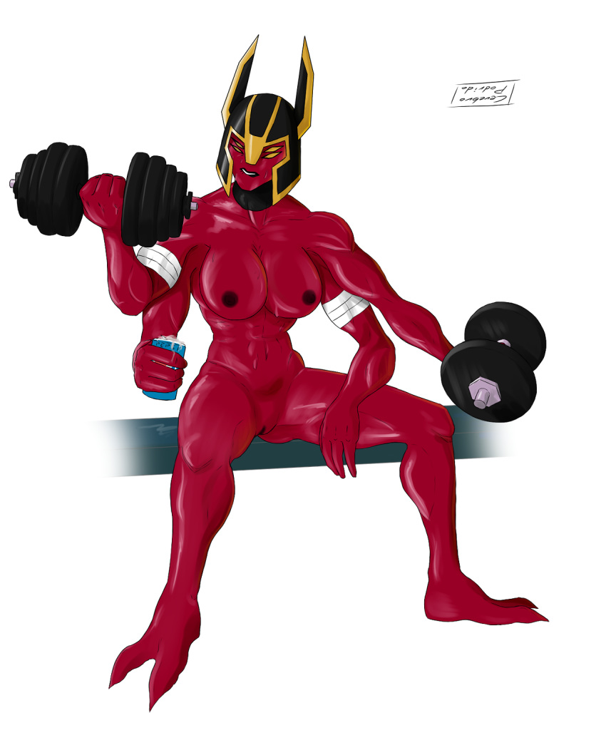 4_arms alien_girl ben_10 ben_10_omniverse breasts exercise female humanoid large_breasts looma_red_wind multi_arm multi_eye multi_limb muscular muscular_female nude princess red_eyes red_skin tetramand