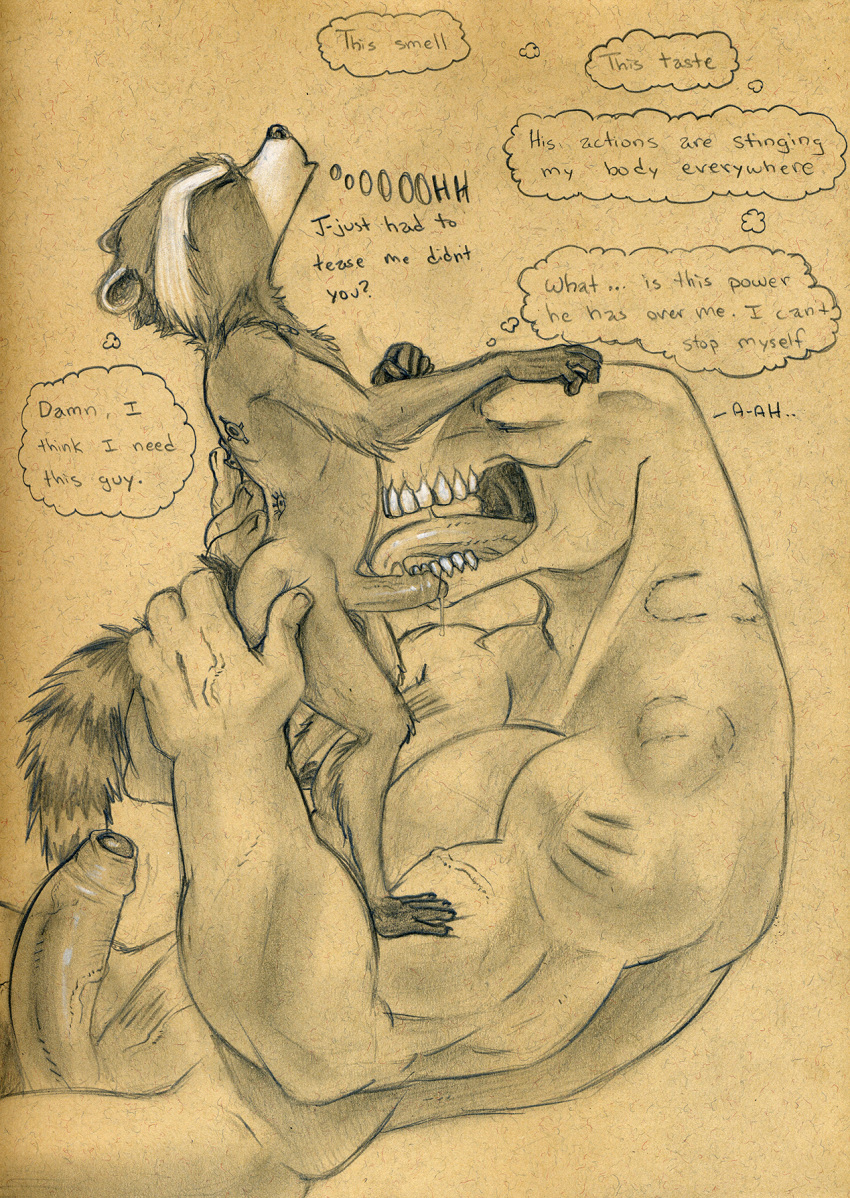 anthro beta-ray_bill duo guardians_of_the_galaxy humanoid_penis male male_only mammal marvel penis procyonid raccoon rocket_raccoon size_difference thor_(series) tush uncut yaoi