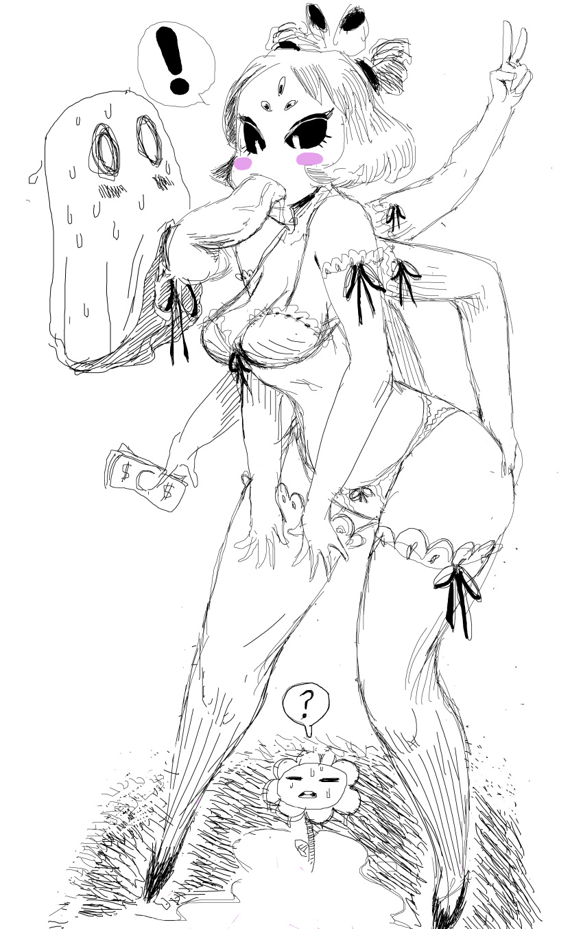 6_arms fellatio flowey_the_flower ghost money muffet napstablook prostitution spider_girl thighhighs undertale underwear