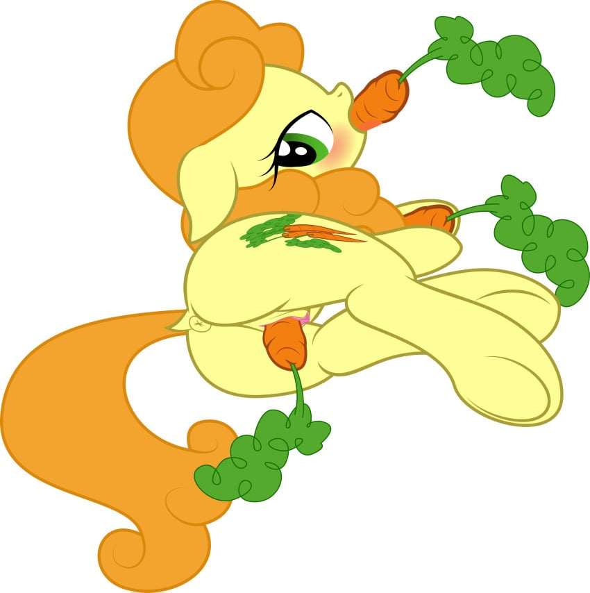 anus ass carrot carrot_top_(mlp) cutie_mark earth_pony equine female feral food friendship_is_magic green_eyes hair hi_res horse lying mammal masturbation my_little_pony orange_hair penetration pony pussy rainbownspeedash vaginal_penetration vaginal_penetration vegetable