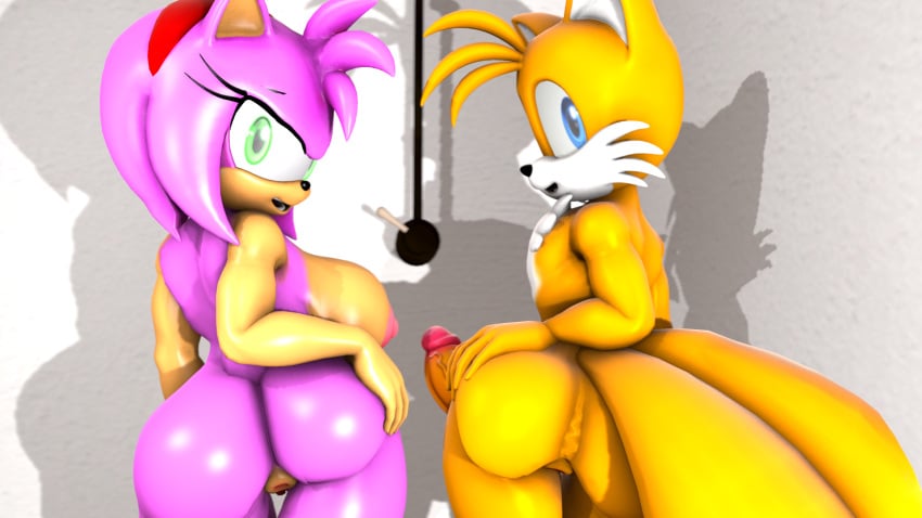 3d amy_rose anthro anus ass big_ass big_penis black_nose blue_eyes breasts burstingseas canine female fox from_behind furry girly green_eyes hedgehog huge_ass huge_breasts huge_cock large_breasts large_penis looking_at_viewer looking_back male mammal multiple_tails nipples penis pink_fur pink_hair presenting presenting_anus presenting_hindquarters rear_view sega shadow sideboob sonic_(series) source_filmmaker spiderman123 tail tails vein veiny_penis yellow_fur yellow_penis