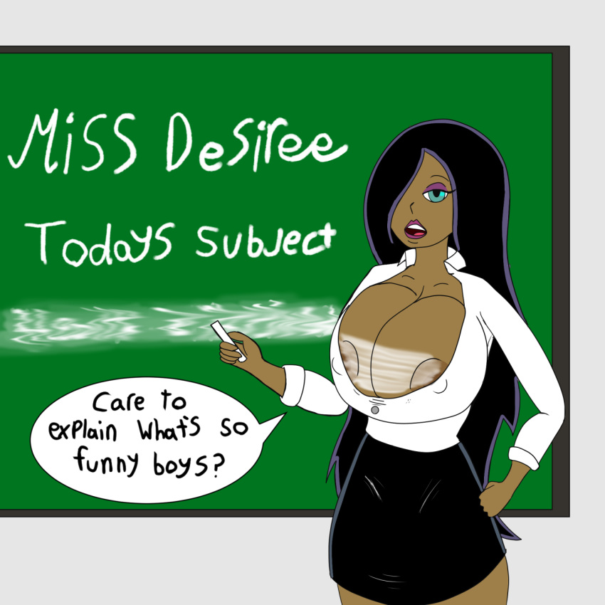 1girls chalkboard danny_phantom dark-skinned_female dark_skin desiree htdmason huge_breasts teacher