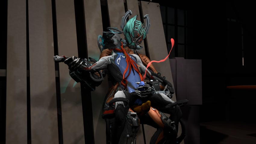 1boy alien arm_grab chair_position claws cum dickgirl_domination domination futa_is_bigger futa_on_male futanari handjob humanoid humanoid_penis intersex looking_at_penis looking_away nezha_(warframe) penis_size_difference reach_around rtsfm small_penis valkyr_(warframe) warframe wince