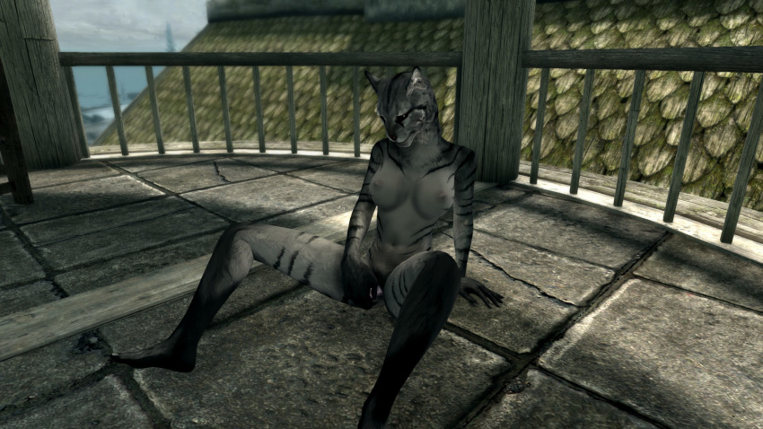 3d anthro areola breasts dildo erect_nipples feline female furry khajiit mammal masturbation nipples nude penetration sex_toy solo spread_legs spreading the_elder_scrolls vaginal_masturbation vaginal_penetration video_games