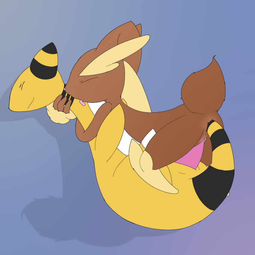 2girls ampharos anal anal_sex anus ass back big_ass big_ears black_fur blue_background brown_fur closed_eyes dildo duo feet female female_only feral holding hug interspecies lagomorph large_ass large_insertion licking long_ears lopunny lying mammal masturbation multiple_girls mutual_masturbation nintendo nude on_back on_top oral paws penetration pokémon_(species) pokemon pokemon_(species) pokemon_dppt pokemon_gsc pussy reverse_missionary_position shadow simple_background size_difference smile stripes tail tail_insertion tail_sex thick_thighs tongue tongue_out video_games white_fur wide_hips yellow_fur yumei yuri