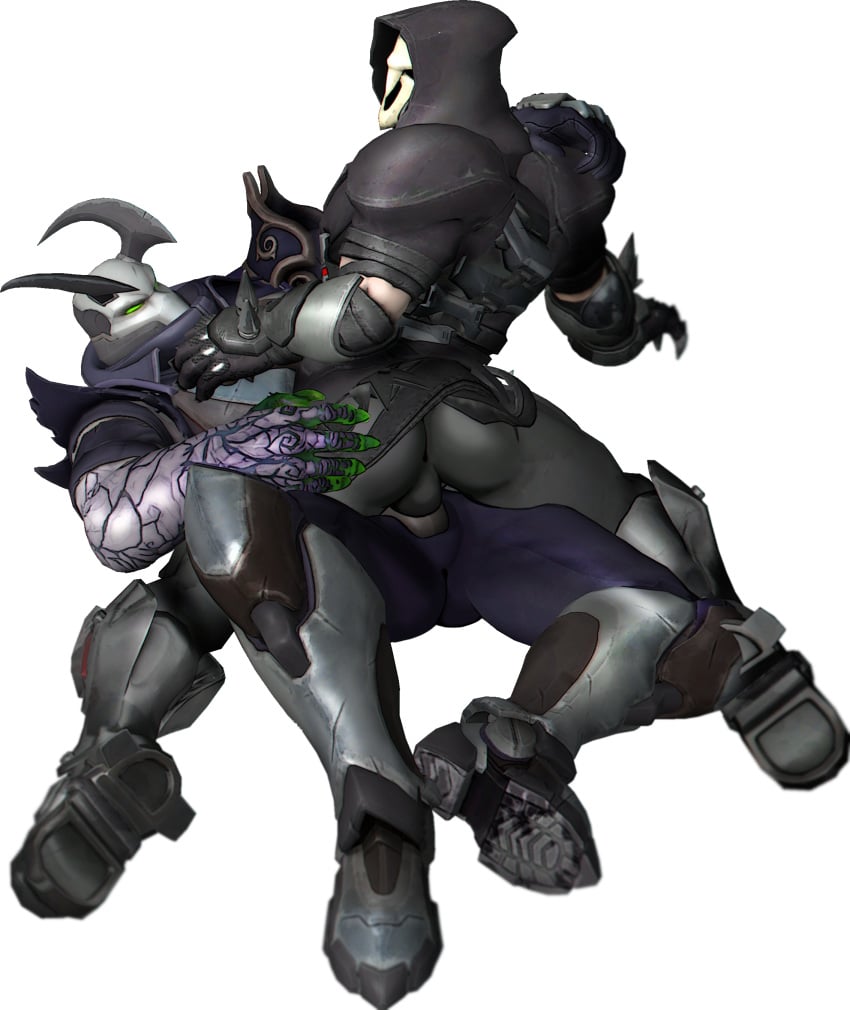 3d anal androxus_(paladins) asshole blizzard_entertainment crossover cybernetics duo edgy edit erection frottage gay human male male_only on overwatch overwatch_2 paladins reaper simple_background top-down_bottom-up yaoi