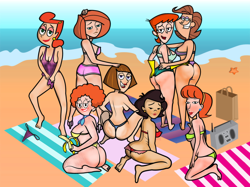 american_dragon:_jake_long americanpiao ann_possible banana barefoot beach beach_towel bikini breasts cartoon_network crossover danny_phantom dexter's_laboratory dexter's_mom disney female gladys_(billy_and_mandy) honey_buttowski kick_buttowski kim_possible linda_flynn-fletcher looking_at_viewer looking_back madeline_fenton medium_breasts milf multiple_girls nickelodeon ocean outdoors phineas_and_ferb sand smile straight_hair susan_long swimsuit take_your_pick the_fairly_oddparents the_grim_adventures_of_billy_and_mandy timmy's_mom water