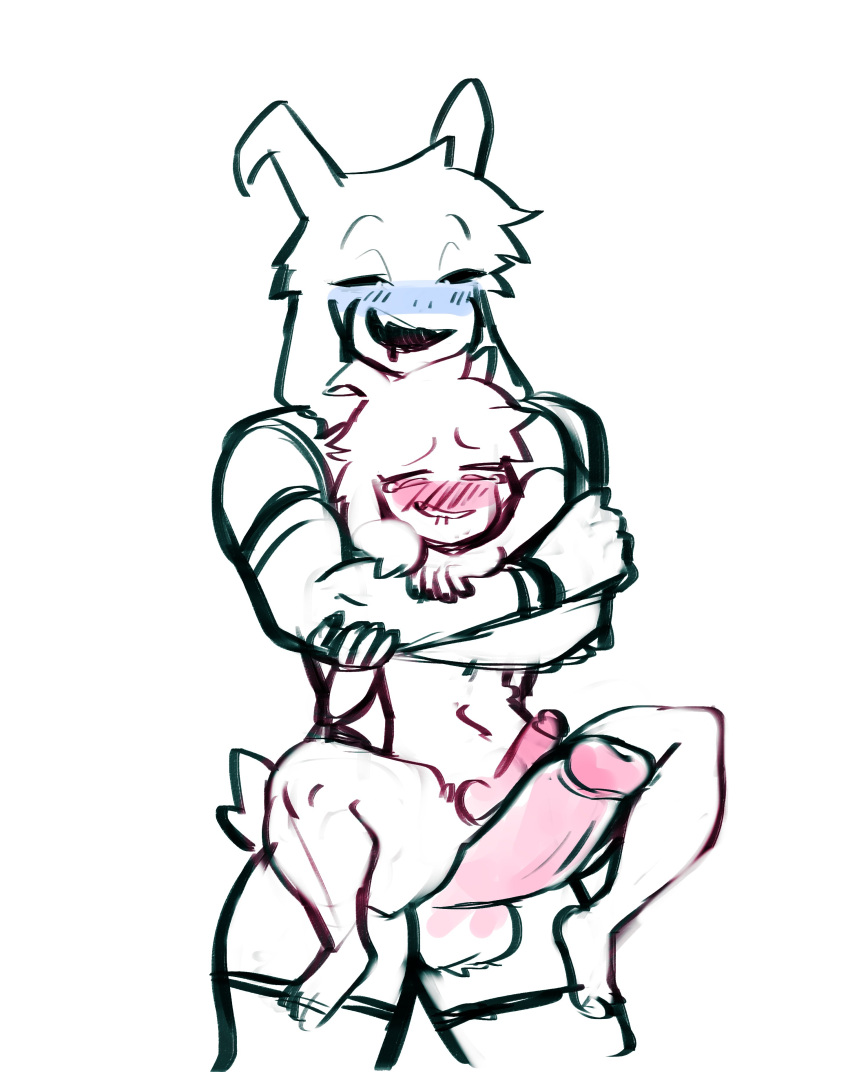 2boys anthro asriel_dreemurr deltarune furry gay goat horn horns penis ralsei size_difference undertale v_rawr white_fur