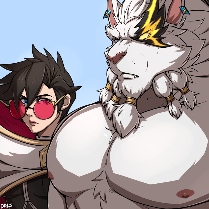Rengar (Girl Staring At Guy'S Chest) Rule 34 Image