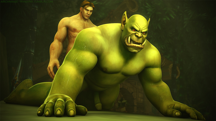 3d all_fours anal anal_sex archmagerykarr bara bent_over biceps chubby erection gay human looking_at_viewer looking_pleasured male male_focus male_only muscles muscular muscular_male naughty_face nipples nude on_floor on_ground orc pecs penis sex smile sweat video_games warcraft world_of_warcraft yaoi