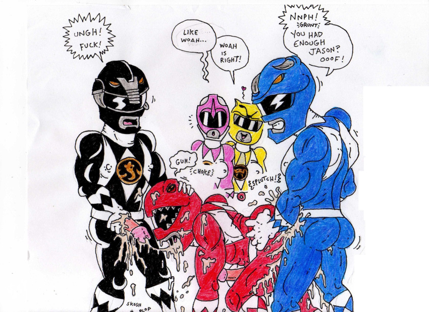 2girls 3boys billy_cranston black_ranger blue_ranger cum cum_explosion fellatio gay jason_lee_scott kimberly_hart male male/male male_focus male_penetrating_male mighty_morphin_power_rangers pink_ranger power_rangers red_ranger threesome trini_kwan yaoi yaoi_with_female_audience yellow_ranger zack_taylor