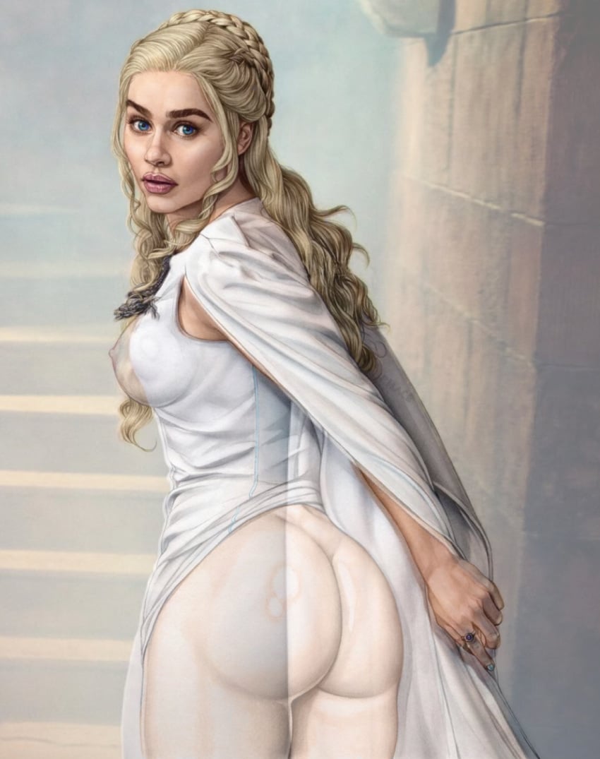 1girls actress areolae armando_huerta ass big_ass big_breasts big_butt blonde_hair blue_eyes breasts celebrity color colored daenerys_targaryen emilia_clarke eyebrows female female_only game_of_thrones khaleesi milf real_person realistic see-through solo x-ray