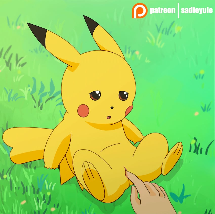 1girls 2018 3_toes ambiguous_gender animated ass black_fur brown_eyes cleft_tail feet female feral fingering furry grass green_background half-closed_eyes human human_on_feral insertion interspecies looking_away mammal nintendo nude open_mouth patreon paws pikachu pokémon_(species) poképhilia pokemon pokemon_rgby pussy pussy_juice rodent sadieyule sitting spread_legs spreading tail text thrusting vaginal_penetration video_games watermark wet yellow_fur zoophilia