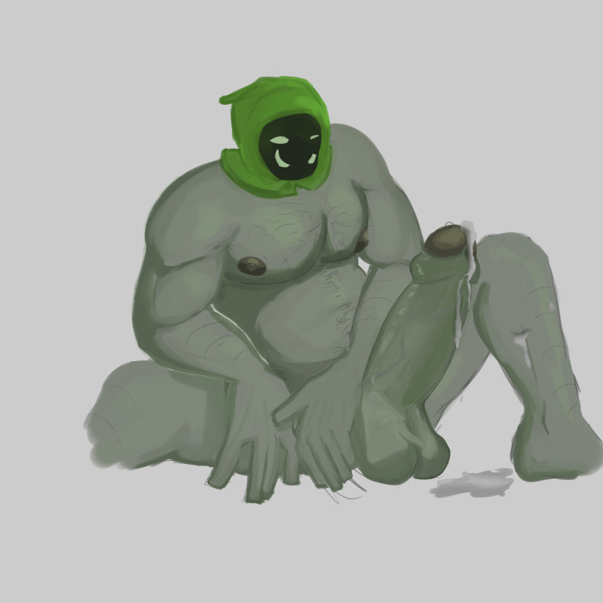 _ssatoh balls cum dick green_body green_skin hidden_face male male_only nipples orc orc_male penis solo solo_male sperm white_eyes