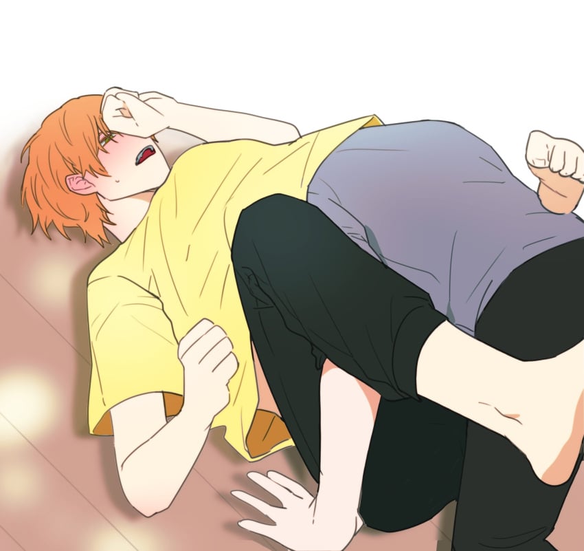 aoyagi_touya blush project_sekai shinonome_akito underneath_view yaoi