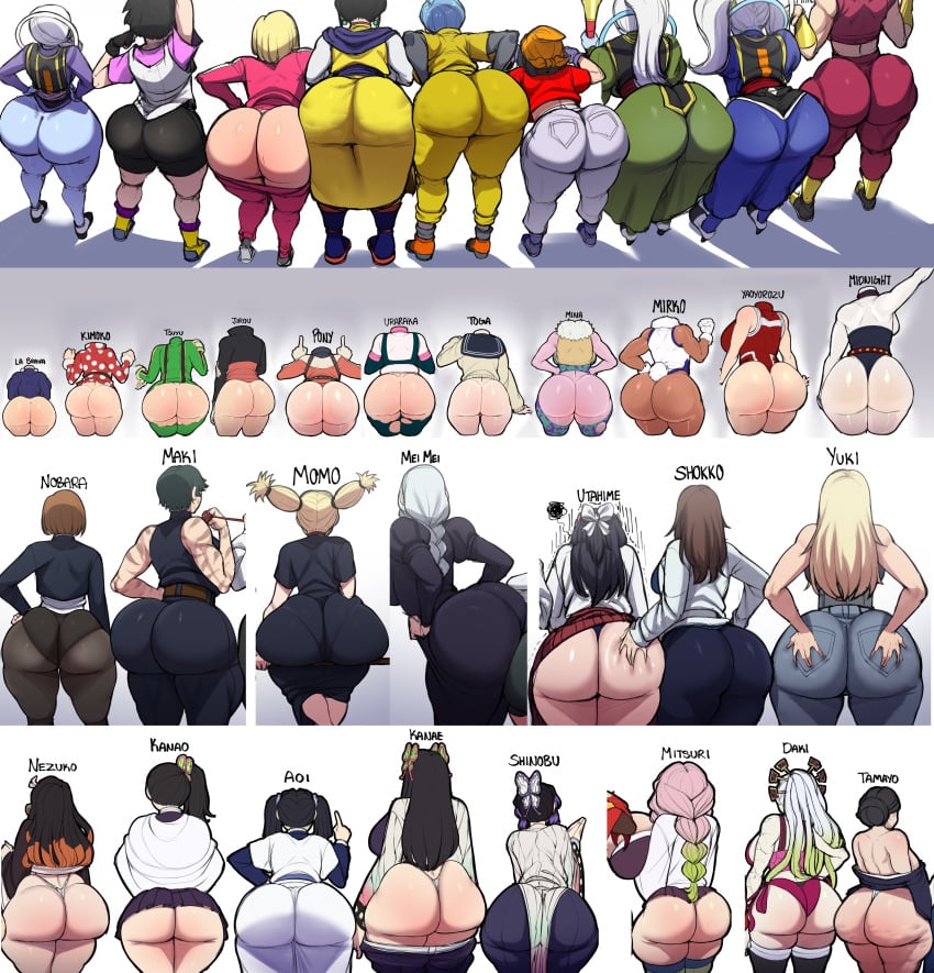 2d 35girls 6+girls aiba_manami android_18 ass_bigger_than_head ass_comparison ass_focus ass_size_chart ass_size_difference back_view bandana big_ass big_breasts black_hair blackwhiplash blonde_hair blue_hair boku_no_hero_academia bottom_heavy bottomless bubble_butt bulma_briefs butt_crack butt_focus bwl cellulite chart chichi comparing comparing_asses comparison crossover cus daki_(kimetsu_no_yaiba) dark-skinned_female demon_slayer divine_wine doughy_ass dragon_ball dragon_ball_gt dragon_ball_super dress dumptruck_ass dumptruck_butt edit exposed_ass female female_focus female_only full_color fully_clothed fusion harem hero_outfit_(mha) himiko_toga huge_ass huge_butt jeans jujutsu_kaisen kamado_nezuko kanzaki_aoi_(kimetsu_no_yaiba) kefla kibou-kage kimetsu_no_yaiba kochou_kanae kochou_shinobu komori_kinoko kugisaki_nobara kyoka_jiro la_brava_(my_hero_academia) large_ass legendary_super_saiyan light-skinned_female lineup marcarita massive_ass mei_mei_(jujutsu_kaisen) midnight_(my_hero_academia) mina_ashido miruko momo_yaoyorozu multiple_girls my_hero_academia nemuri_kayama nezuko_kamado nishimiya_momo no_panties no_penetration ochako_uraraka pan_(dragon_ball) pants_down pantylines pawg pink_body pink_track_suit potara_fusion presenting_hindquarters purple_shirt rear_view rumi_usagiyama shoko_ieiri shorts shortstack shounen_jump ss super_saiyan super_saiyan_2 take_your_pick tamayo_(kimetsu_no_yaiba) text thick_thighs third-party_edit thong_leotard too_many_tags torn_bodysuit torn_clothes track_suit tsunotori_pony tsuyu_asui tsuyuri_kanao utahime_iori vados videl voluptuous white_background wide_hips young young_female young_woman yuki_tsukumo zenin_maki