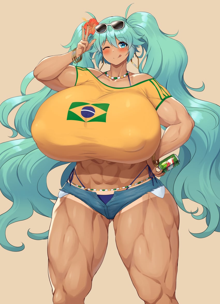 1girls abs big_breasts blue_hair brazil brazilian brazilian_female brazilian_miku breasts daien_(daien418) female female_focus female_only giant_breasts giant_tits gigantic_breasts gigantic_tits hatsune_miku huge_breasts large_breasts large_tits massive_breasts massive_tits muscle muscles muscular muscular_arms muscular_body muscular_female muscular_legs muscular_thighs sunglasses sunglasses_on_head tagme tan tanned tanned_body tanned_female tanned_girl tanned_skin vocaloid