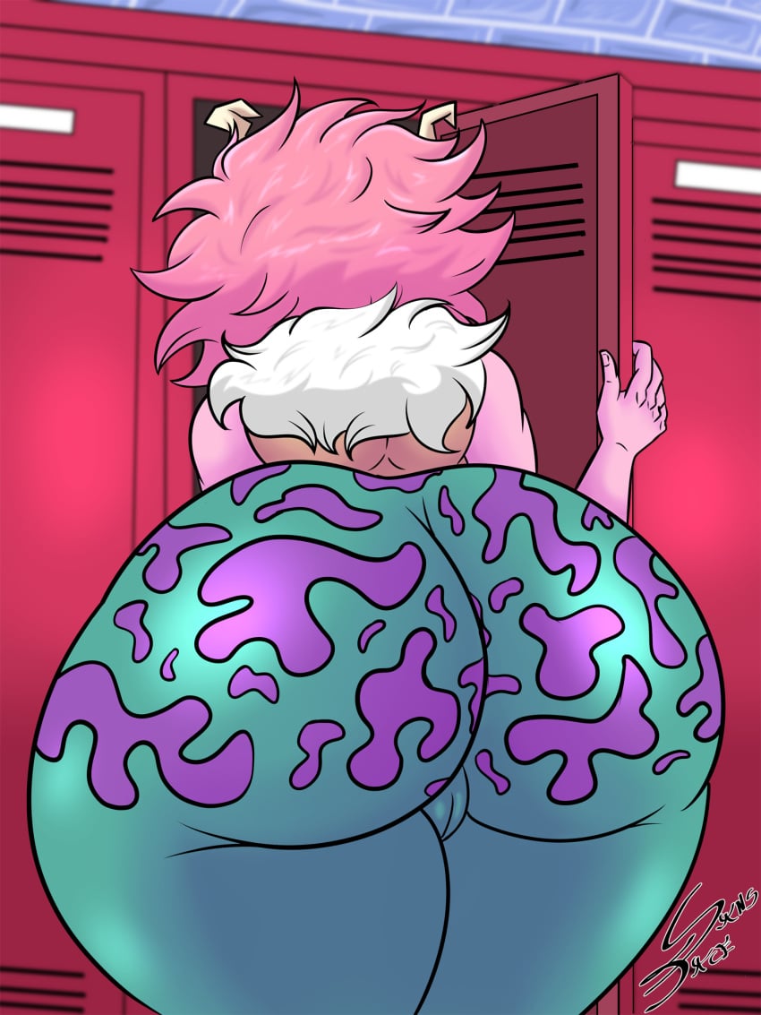 1girls ass ass_focus big_ass bubble_butt cameltoe clothing dat_ass fat_ass female female_only hallway hero_outfit_(mha) huge_ass indoors large_ass locker mina_ashido my_hero_academia pink_hair pink_skin png sansface solo thick_ass thick_thighs wide_hips