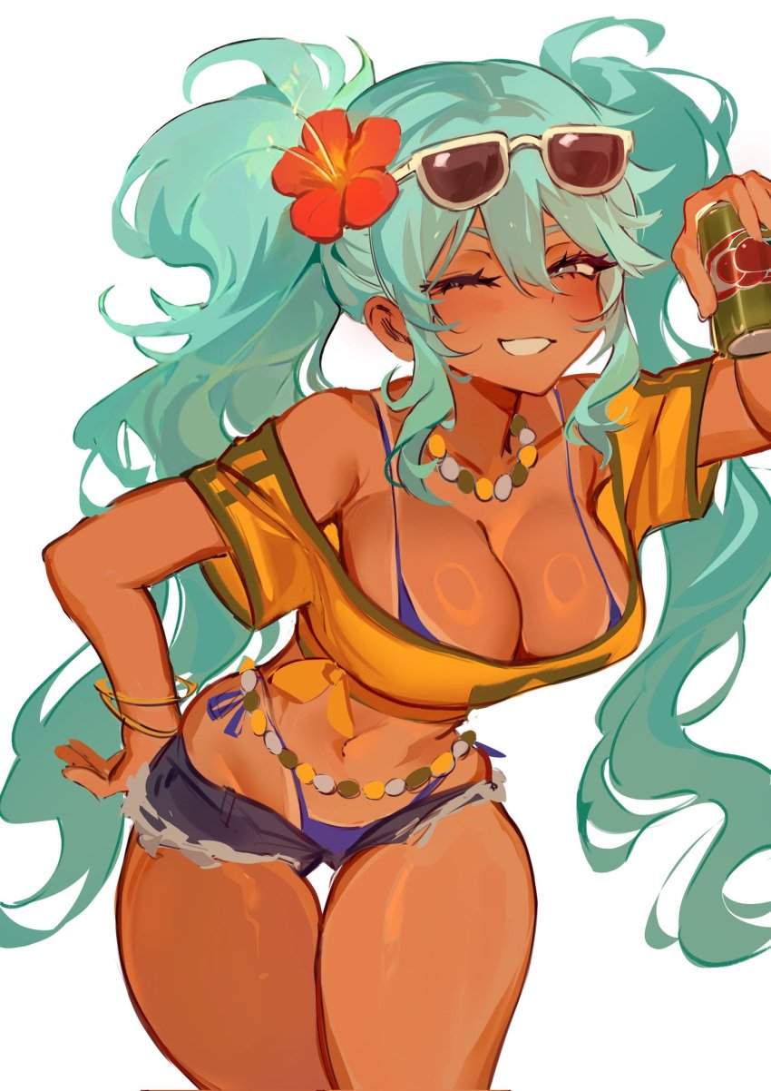 1girls ass big_ass big_breasts big_thighs brazil brazilian brazilian_female brazilian_miku breasts butt cyan_eyes cyan_hair female female_only hatsune_miku huge_breasts huge_thighs latin_american_hatsune_miku_(meme) long_hair looking_at_viewer shirt shorts solo tagme tan tan_body thick_hips thick_thighs thighs thong twintails vocaloid woppu_(woppuru) yellow_shirt