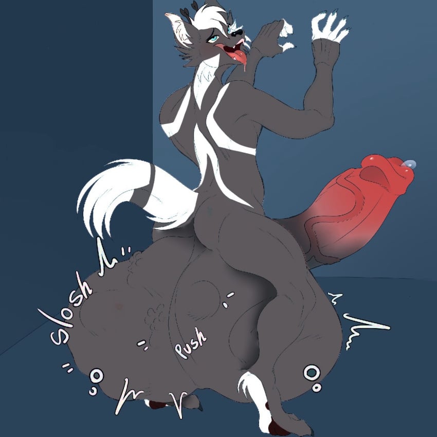 balls big_balls big_penis cock cock_vore fatal_vore furry hi_res simple_background wolf wolf_ears wolf_tail zillionross