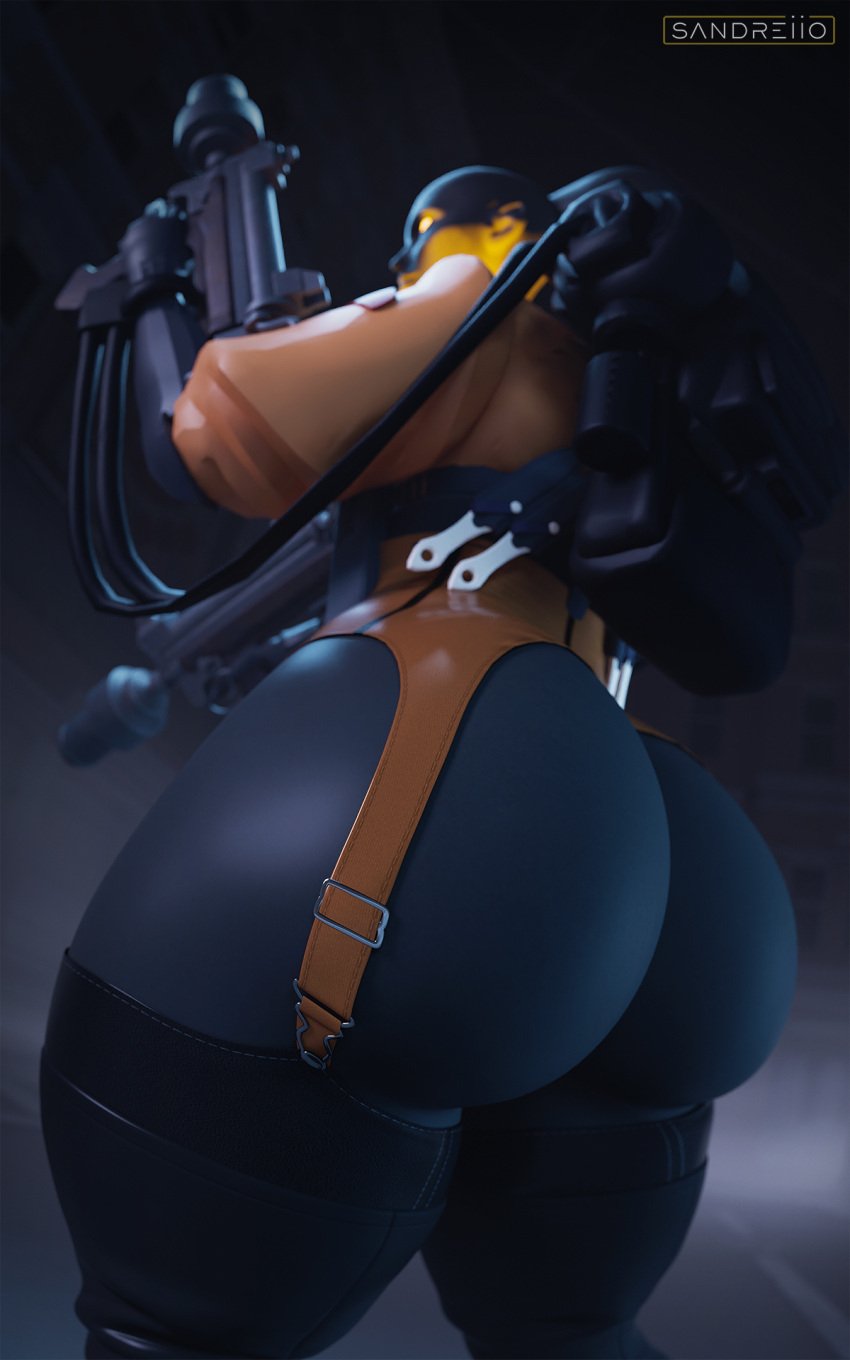 1girls ass ass_focus big_ass black_body butt_naked casual_exposure casual_nudity clothing deadlock female haze_(deadlock) huge_ass sandreiio solo solo_female tagme thick_thighs thighhighs